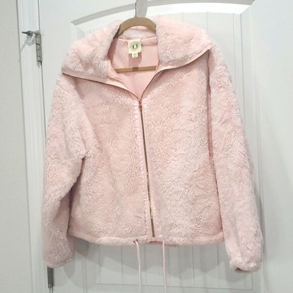 fuda Jackets & Blazers - Fuda Womans  Pink Furry Full Zip Jacket Extremely soft, Rose Gold Hardware,  MED